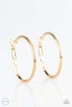 Paparazzi City Classic Gold Clip-On Hoop Earrings - New - $4.50