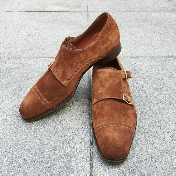 mens brown suede cap toe shoes