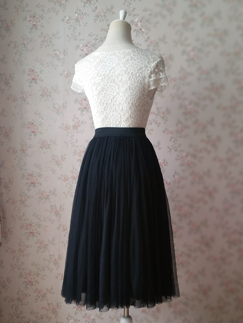BLACK Midi Tulle Skirt Black Plus Size Tulle Midi Skirt by ...