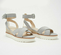 Marc Fisher Leather or Suede Cross Strap Wedges- Jovana Light Grey 10 M - $66.14