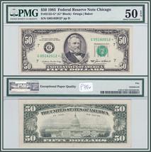 1985 Star $50 Federal Reserve Note Chicago PMG 50 EPQ AU About Unc FRN - $189.99