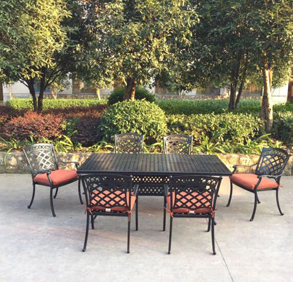 Patio dining set 7 piece outdoor aluminum furniture 1 table 6 chairs