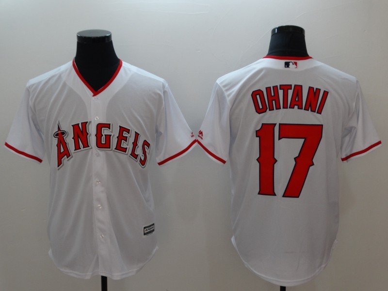 Men's Los Angeles Angels #17 Shohei Ohtani Jersey White New Cool Base Stitched - Baseball-MLB