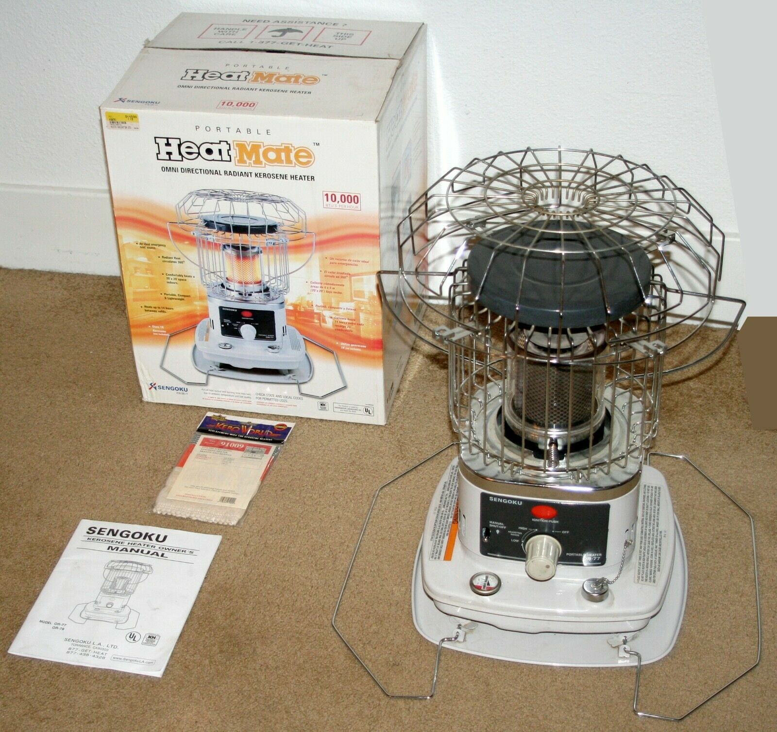 Sengoku Heatmate Kerosene Heater 10,000 BTU OR77 UL Listed w/Spare