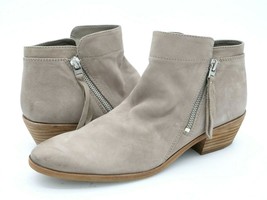 Sam Edelman Packer Womens 9.5 Ankle Boots Gray Leather Stacked Heel Bootie Shoe - $29.99