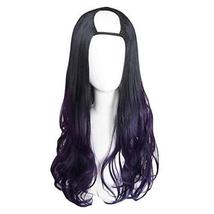 Purple/Black 65 cm U Shape 2 Tone Long Curly Hair Wig Synthetic Full Wig Cosplay