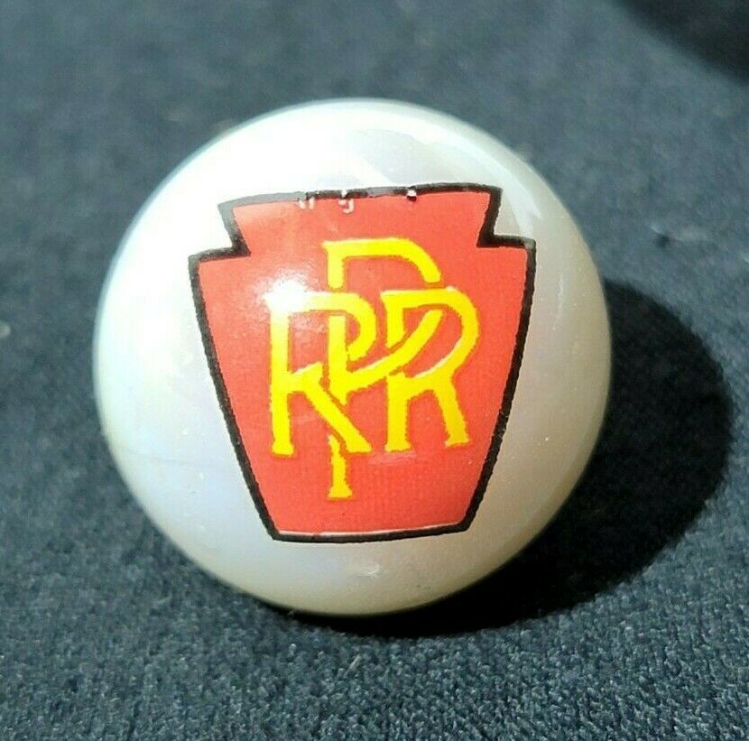 Vintage Pennsylvania Railroad Marble White 1" Glass Marble Marbles