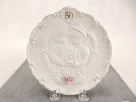 Precious Moments Plate, 50th Anniversary, White Bisque w/Bas Relief, #PMJ-63 - $19.55