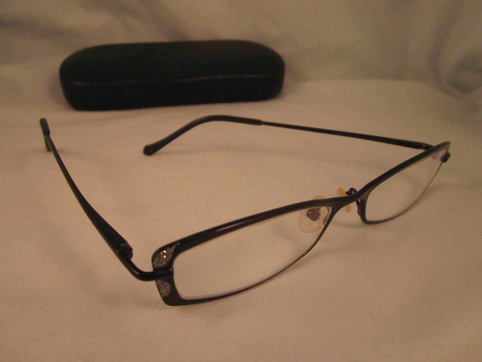 LULU GUINNESS Rx Eyeglasses L626 BLK Black Full Rim Metal Cats Eye