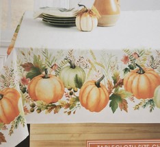 1 Printed Fabric Tablecloth,60" Round, Pumpkins & Acorns, Autumn Gathering,Bm - $24.74