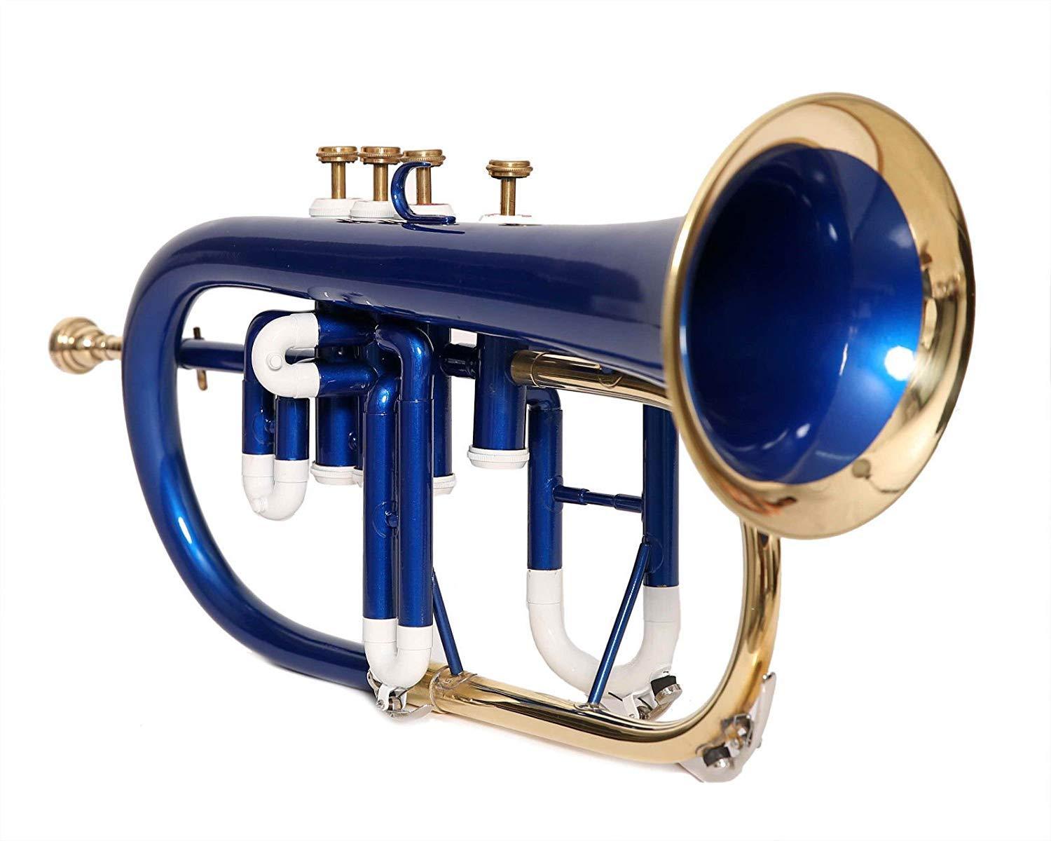 Primary image for  Flugel Horn 4 Valve Bb Pitch With Free Hard Case And Mp, Blue 