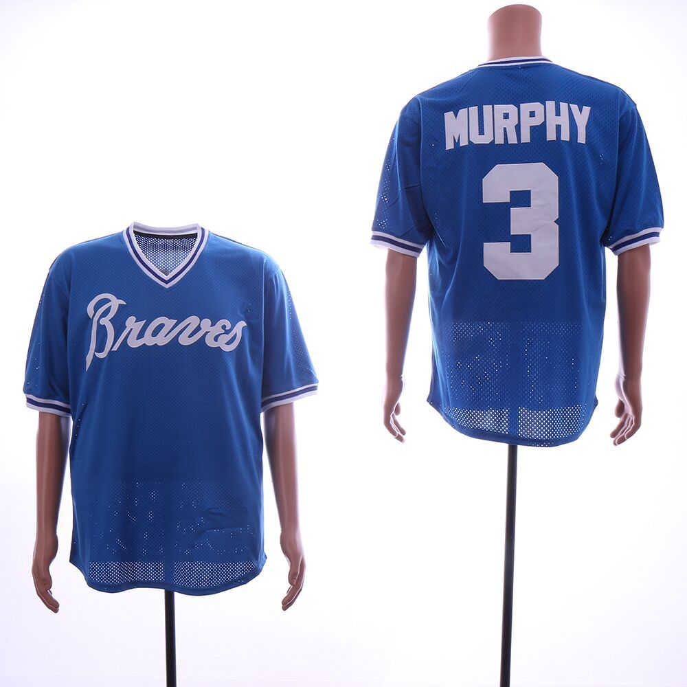 Men's Atlanta Braves Dale Murphy Blue Pullover Throwback Mesh Jersey