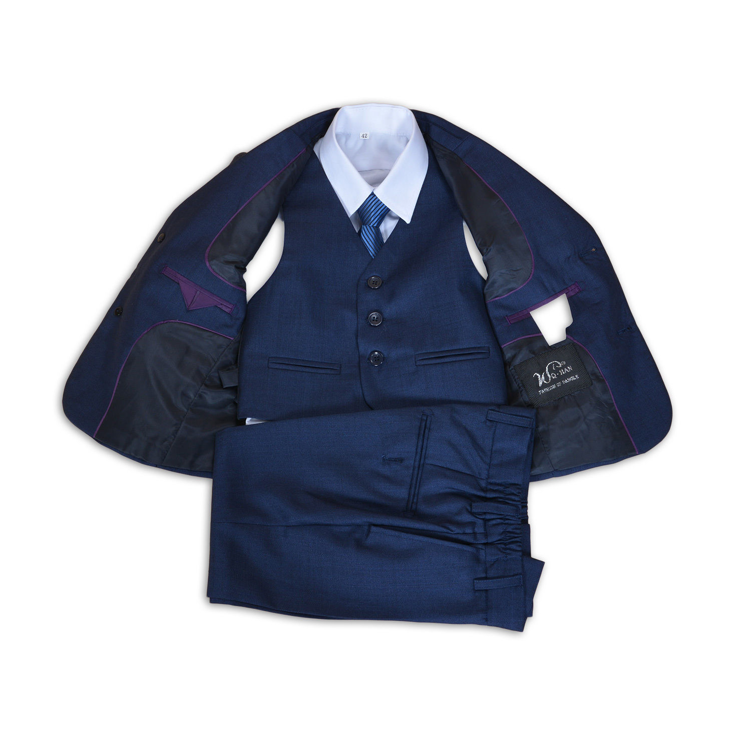 Boys Suits Electric Blue 5 Piece Wedding Suit Prom Page Formal Party 2-12 Years