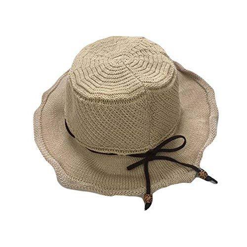 PANDA SUPERSTORE Summer Hand-Woven Floppy Straw Hat Folding Retro Style Beach Ca