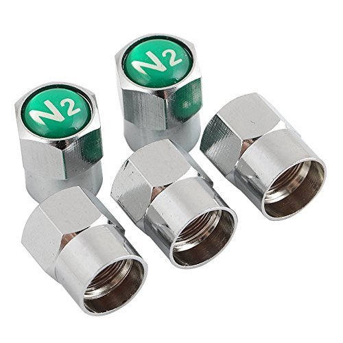 Godeson Chrome Plated Brass Tire Valve Stem Caps N2 Nitrogen Sign Logo On The To Valve Stems 7711