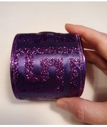 Purple glitter design wired edge craft ribbon, 2.5&quot;x25 feet spool - $4.00