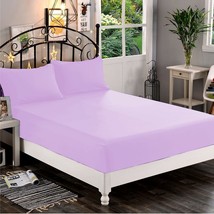 Extra Deep Wall Fitted Sheet+2 Pillow Case 1000 TC Lavender Solid Select Size - $43.19