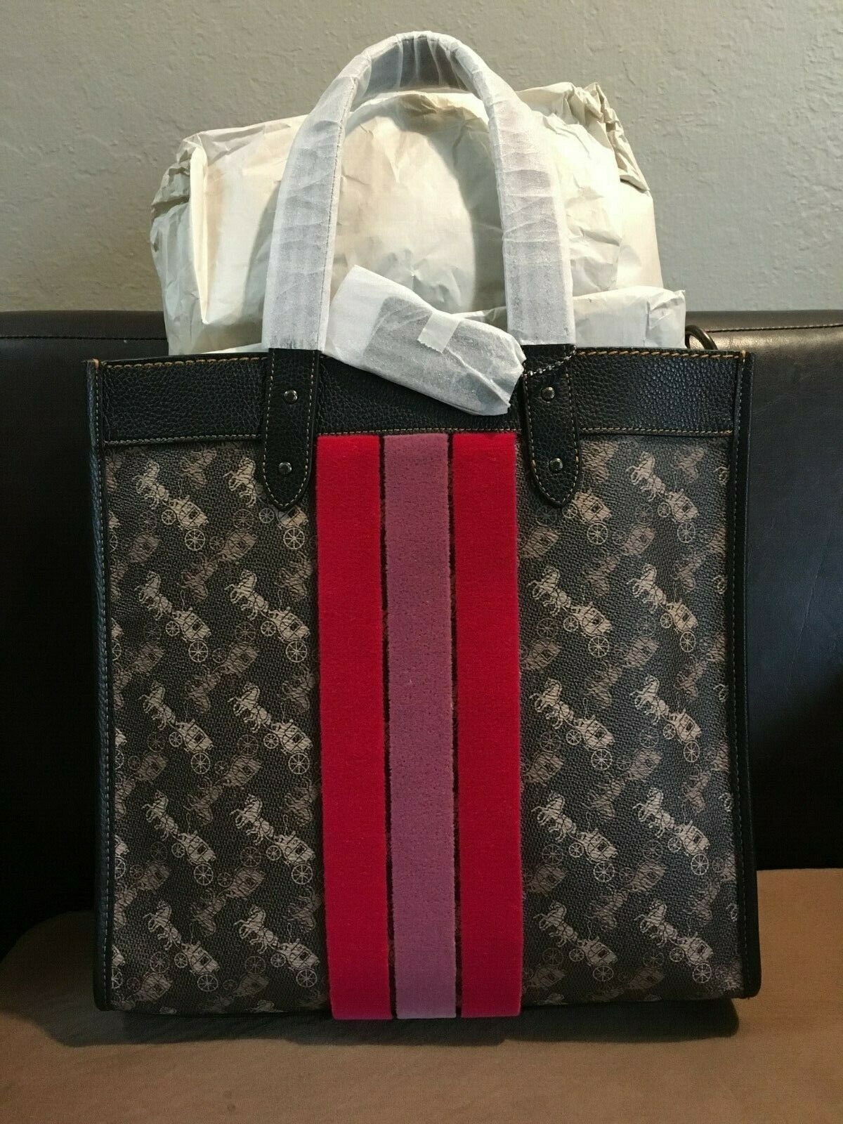 coach field tote varsity stripe