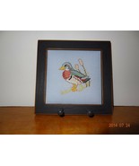 Finished Cross Stitch picture of wood duck in a key rack frame - $52.61