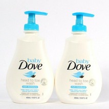 2 Bottles Dove 13.52 Oz Baby Rich Moisture Hypoallergenic Head To Toe Wash
