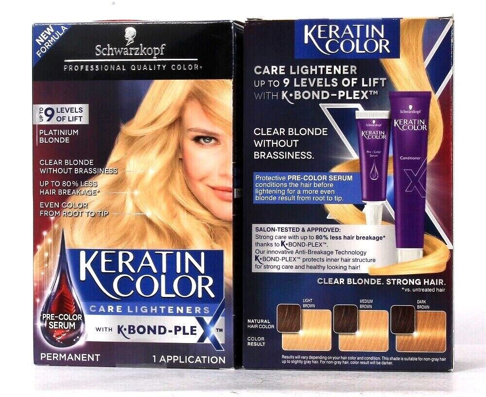 2 Boxes Schwarzkopf Keratin Color K Bond-PLE Platinum Blonde Permanent Hair Dye - $27.99