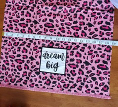 Kitchen Tea Towel, Dream Big, Pink Leopard Print hand towel with fringe, Cotton image 5