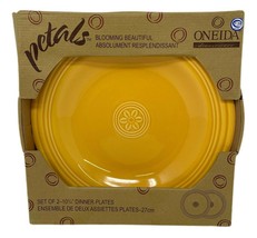 Oneida Petals Dinner Plates Set of 2 Blooming Beautiful 10.75" Marigold Yellow - $18.98