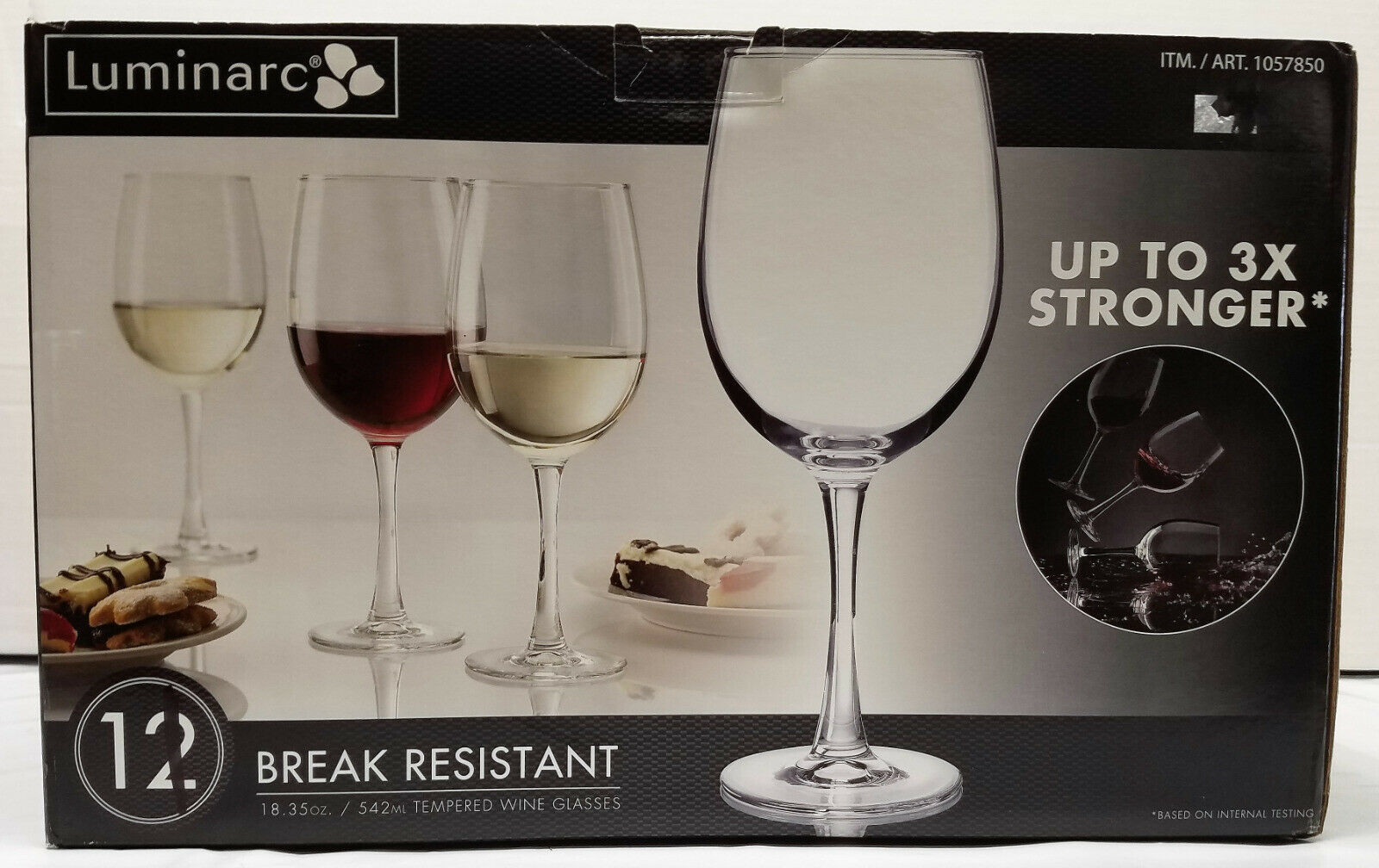 Luminarc Break Resistant 18.3oz. Tempered Wine Glasses 11 Piece Set