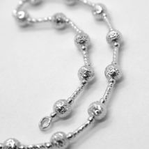 18K WHITE GOLD CHAIN FINELY WORKED 5 MM BALL SPHERES AND TUBE LINK, 17.7 INCHES image 5
