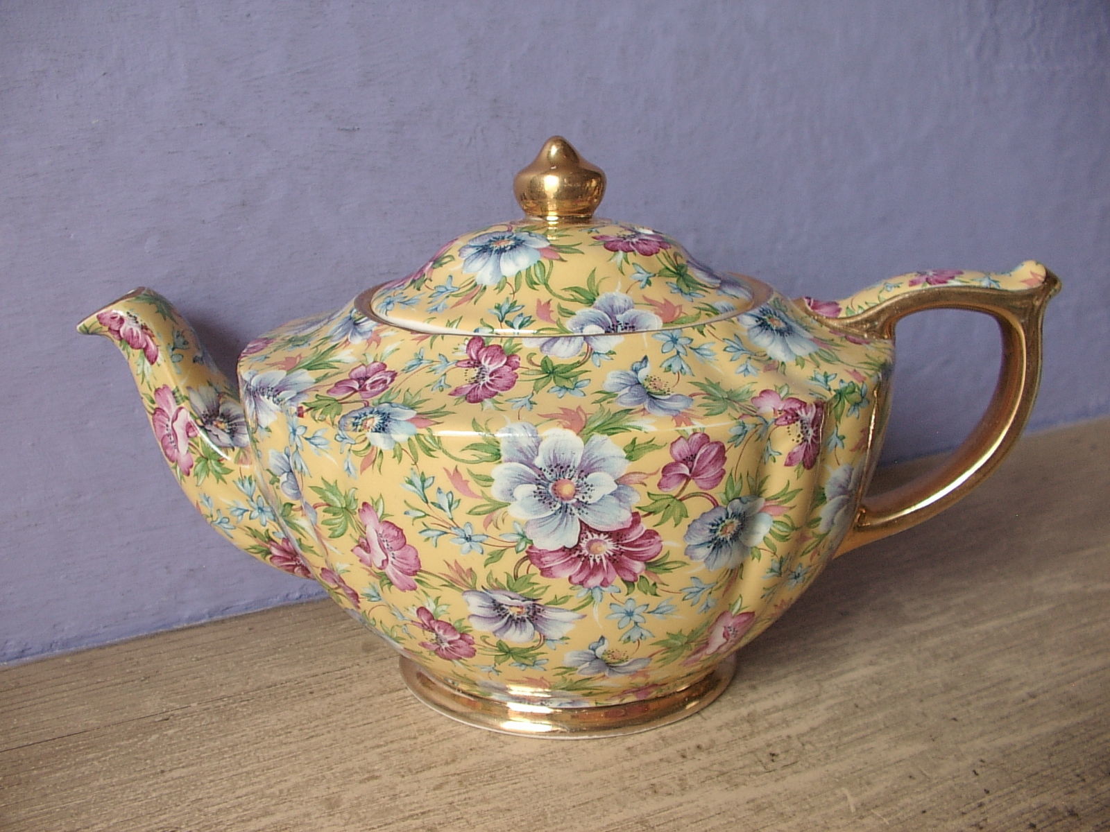 Vintage Sadler England Sophie Chintz yellow ceramic pottery teapot Sadler