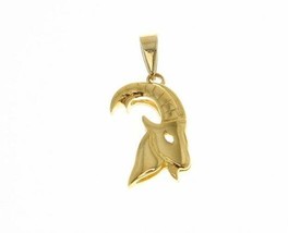 SOLID 18K YELLOW GOLD ZODIAC SIGN PENDANT ZODIACAL CHARM CAPRICORN MADE IN ITALY image 1