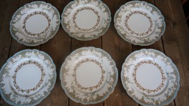 Gorgeous Hand Painted ANTIQUE Burley &amp; Co Chicago Blue Plates Set of 6 - $237.60