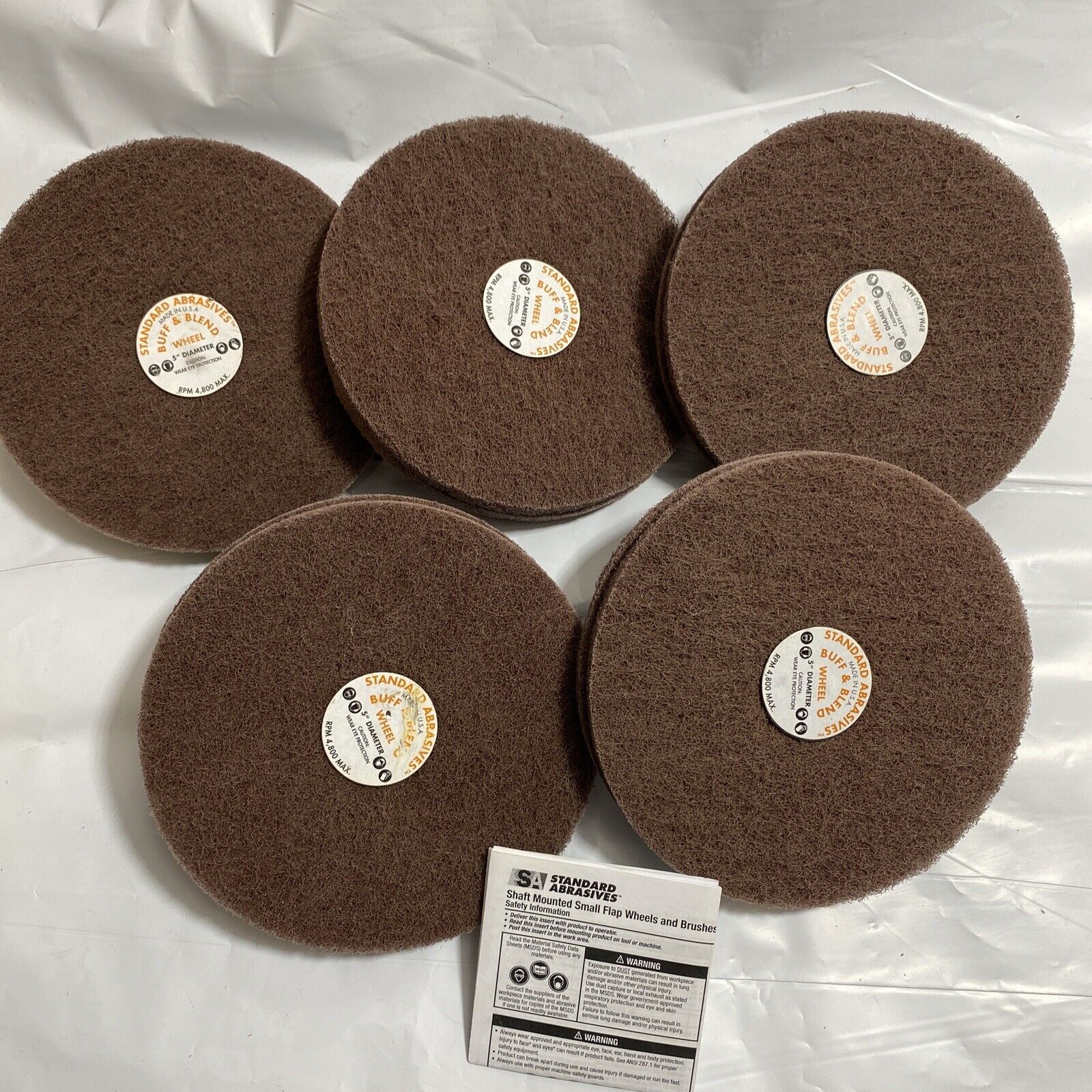 5 Standard Abrasives Buff and Blend GP Wheel 880915, 5 in x 2 Ply x 1/4 in Cross Buffs