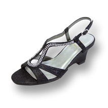 FLORAL Nikki Women Wide Width Wedge Sandal with Swirly Rhinestone Strip ... - $59.95