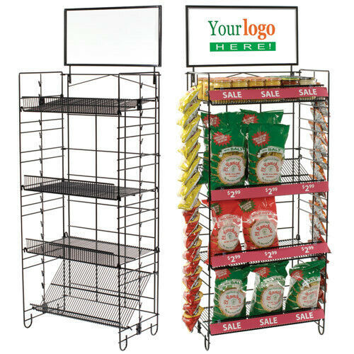 Primary image for 4 Shelf Retail Merchandiser Rack with 2 Clipping Strips