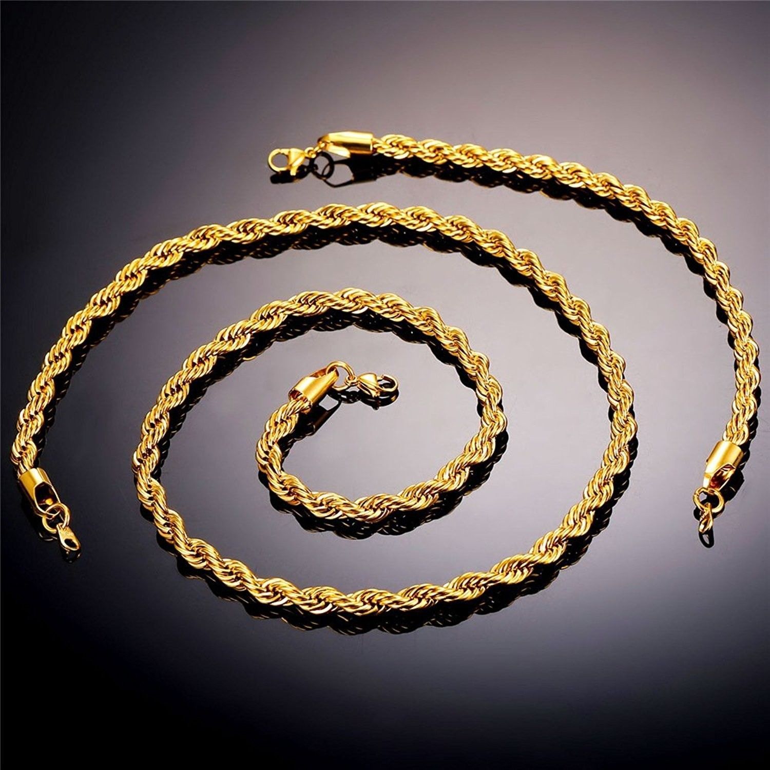 U7 Rope Chain 6mm Wide 18K Gold Plated and 50 similar items