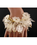 Large retro chunky lucite  Charm Bracelet - vintage Flower charms - Hawa... - $115.00