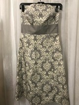 Ann Taylor Loft Women&#39;s Dress Gray &amp; Ivory Strapless Cotton Fully Lined ... - $24.75