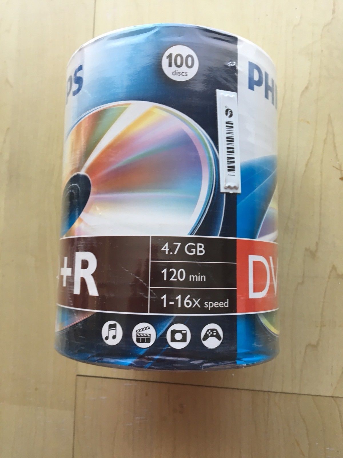 100 PHILIPS Blank DVD+R Plus R Logo Branded 16X 4.7GB Media Disc CD