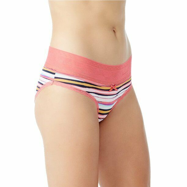 No Boundaries Women's Microfiber Bikini Panties Size SMALL Pink Multi Stripe