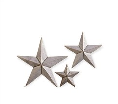 Star Wall Plaque Set of 3 Metal Antiqued Silver Sizes 26" 19" 12" Rustic Home  image 1