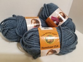 3 Skeins Lion Brand Hometown USA Super Bulky Blue Denim Yarn - $12.86