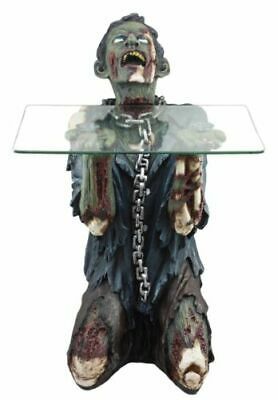 Begging Chained Slave Walking Undead Zombie Side Table With Glass 22.5H Decor