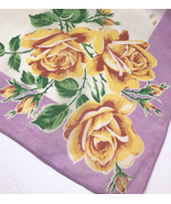 Vtg 1950s Hanky Handkerchief Purple Peach Cabbage Roses GORGEOUS Romantic  - $21.36