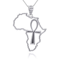 .925 Sterling Silver African Continent Egyptian Ankh Pendant Necklace - $33.13+