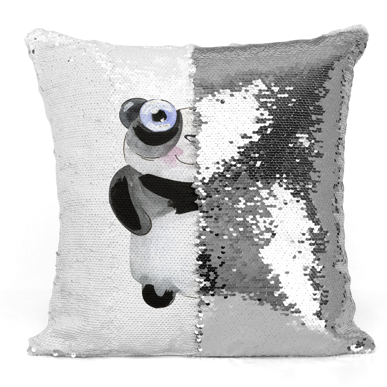 sequin panda pillow