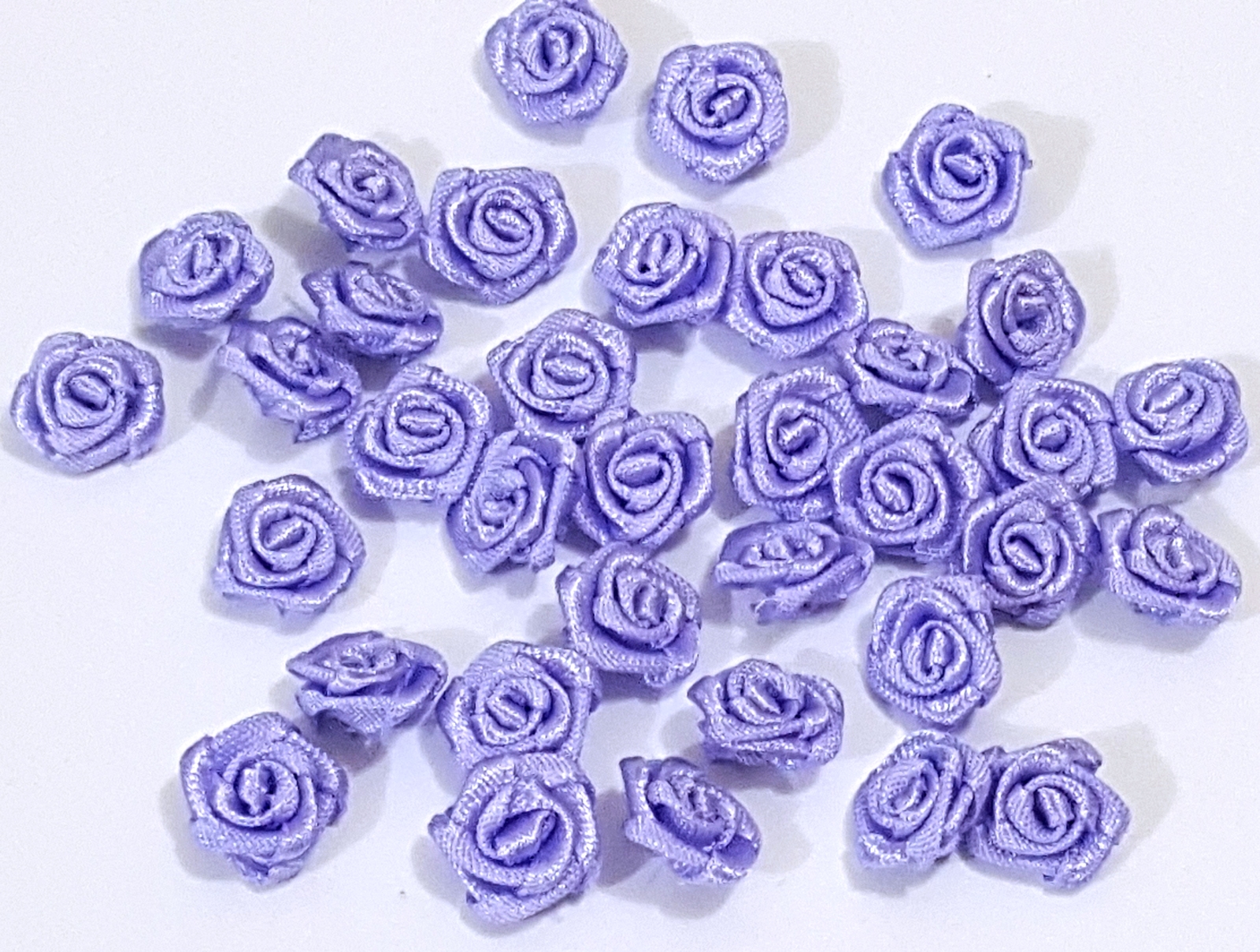 Approx 1cm wide  - 50 /  100 pcs Handmade Iris purple Satin Flower Appliques C93