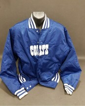 NFL Indianapolis Colts Men&#39;s Snap Up Button Jacket Blue/White Embroidere... - $49.49