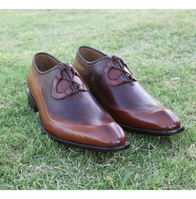 Handmade Men Antique Brown Formal Shoes, Men Brown Dress Shoes, Men