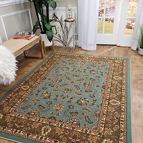 Area Rug 5x7 Teal Traditional Kitchen Rugs and mats Rubber Backed Non